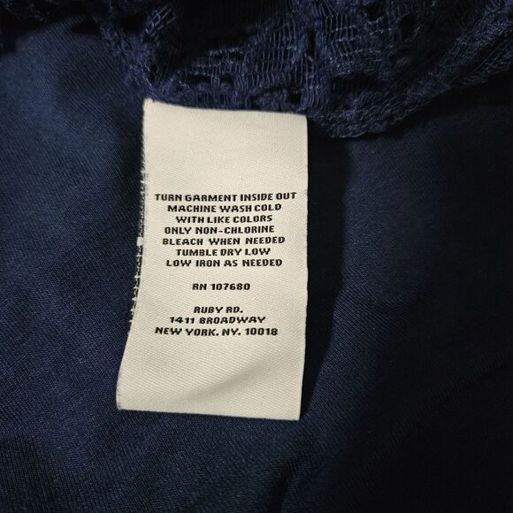 Ruby Rd Blue Size 24W Cotton Blend Crotchet Pullover Stretch Knit Pullover - Picture 6 of 12